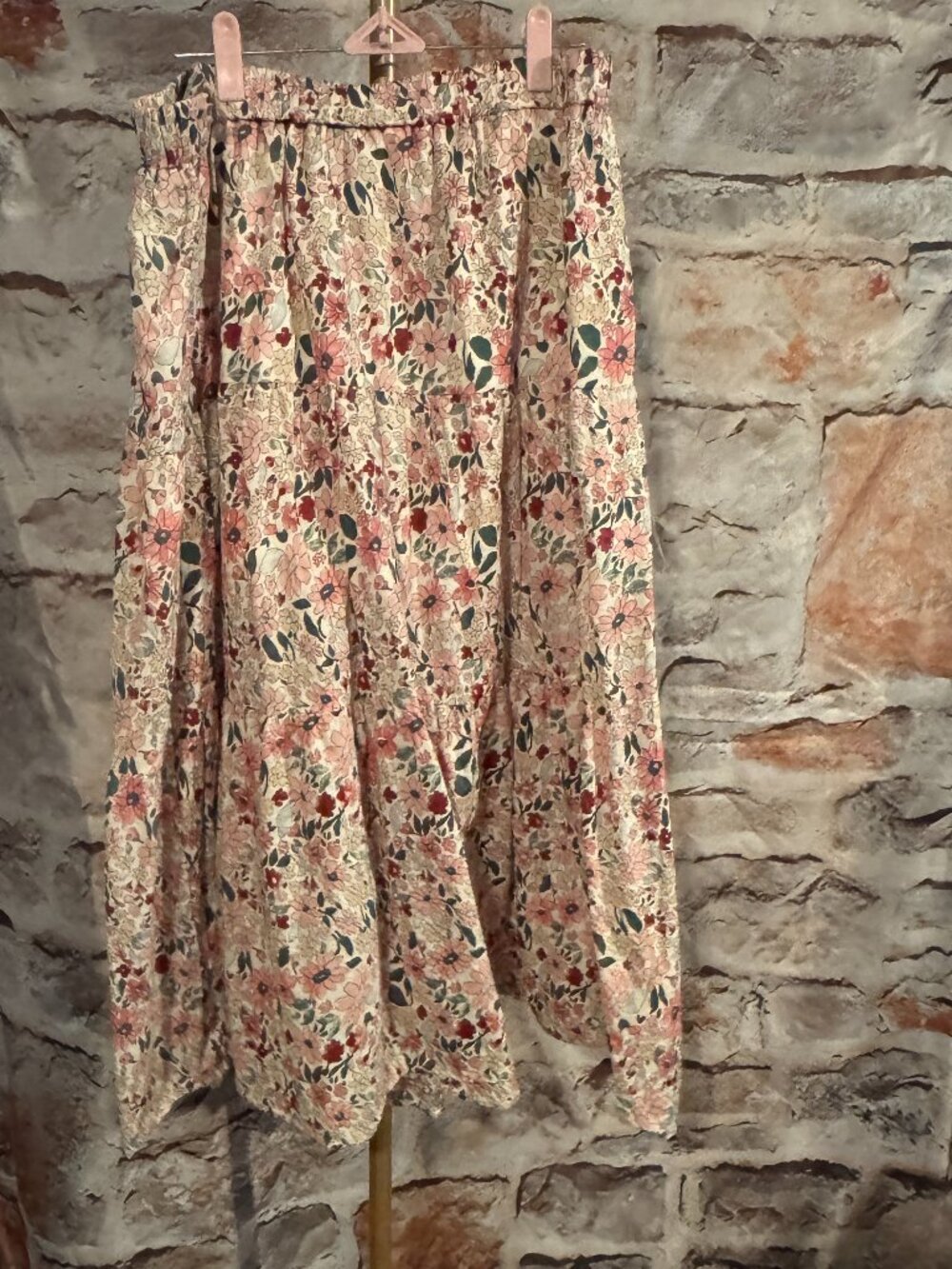 POL Clothing - Floral Print Elastic Waist Woven Tiered Skirt - Floral, Multi - L
